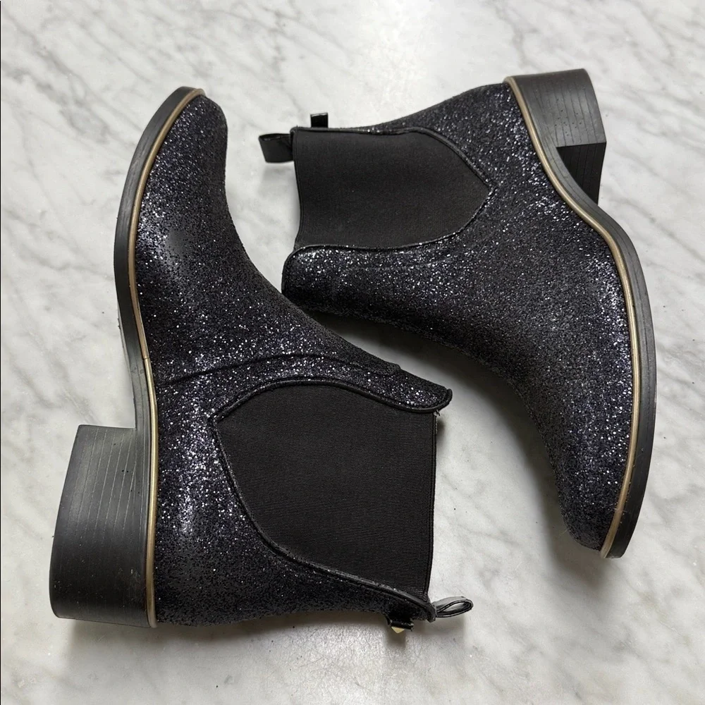 Kate Spade Navy Glitter Sedgewick Slip on Chelsea Rain Boot Size US10/11
